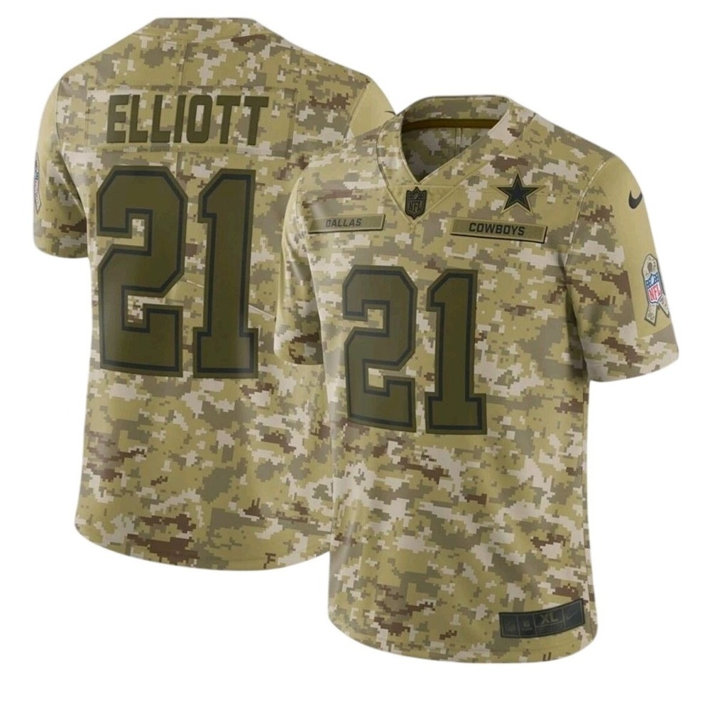 Nike Dallas Cowboys Ezekiel Elliott 21 Salute To Service Camo Jersey Youth M